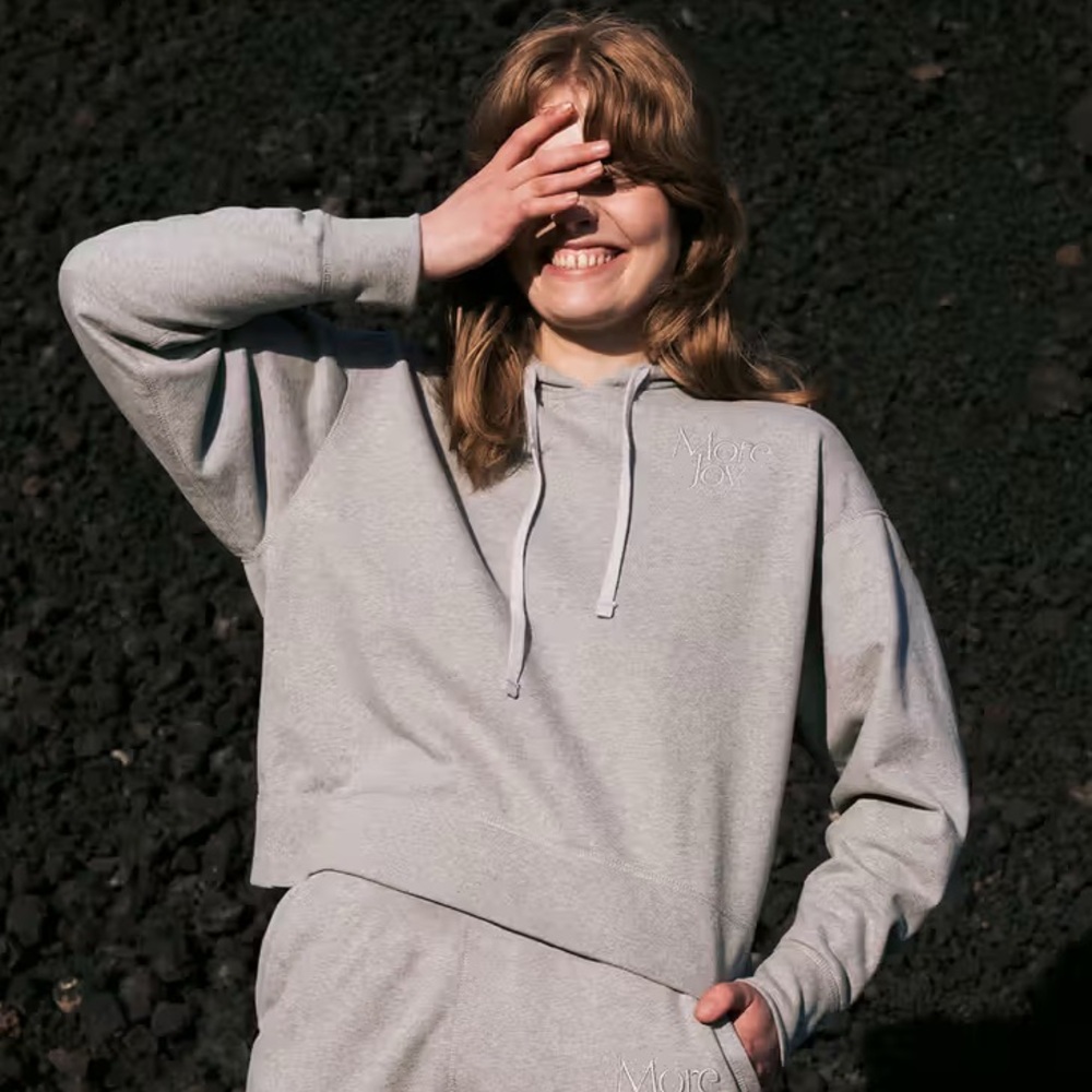 More Joy Christopher Kane Embroidered Hoodie Grey Sweatshirt Pullover Lounge
